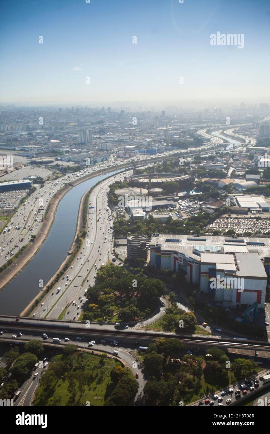 SAO PAULO BRAZIL CITY AERIAL Tiete River. VIEW. High quality photo ...