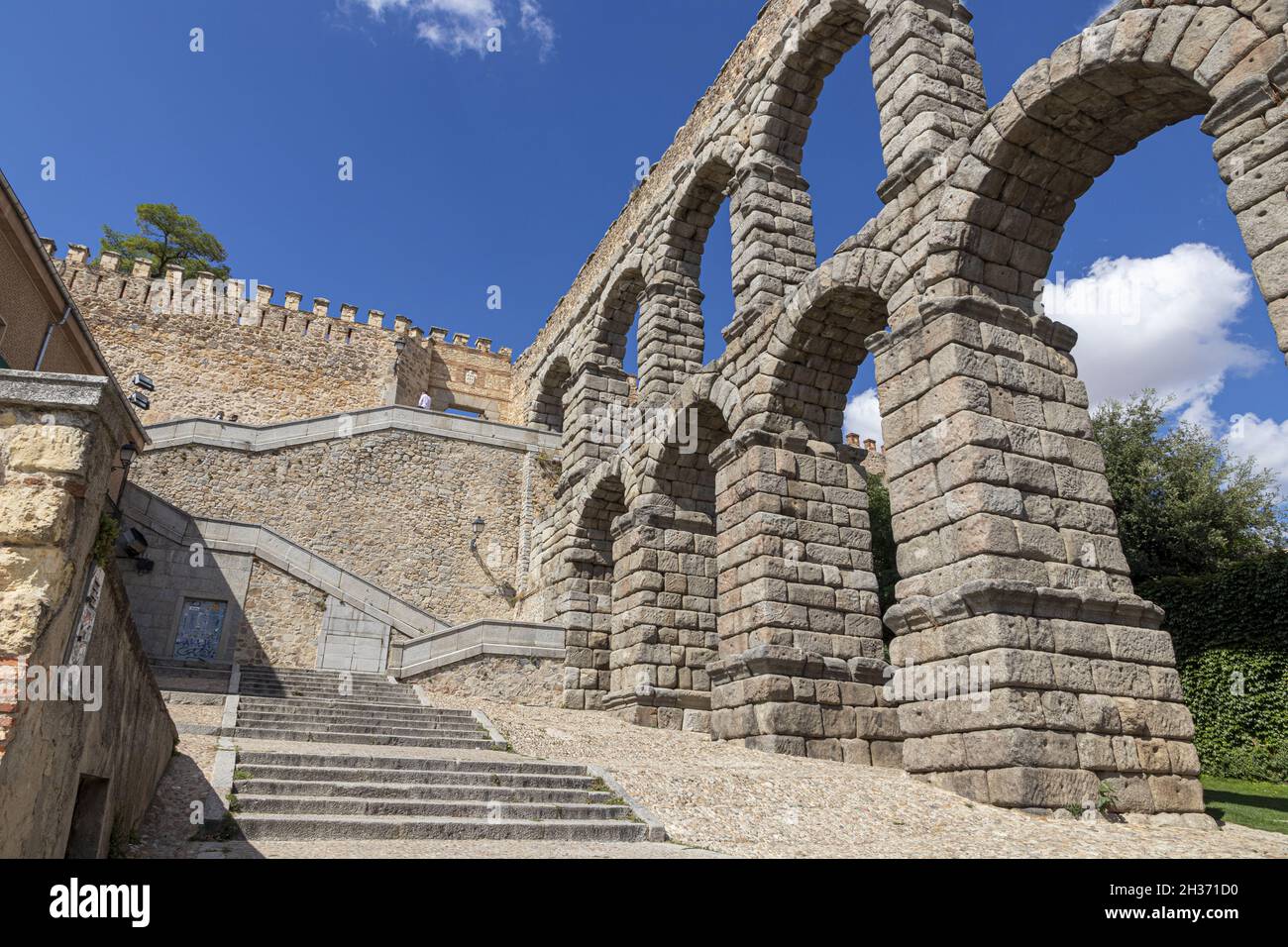 Postigo Gate City gate of Postigo del Consuelo and the Aqueduct of Segovia in Spai ...