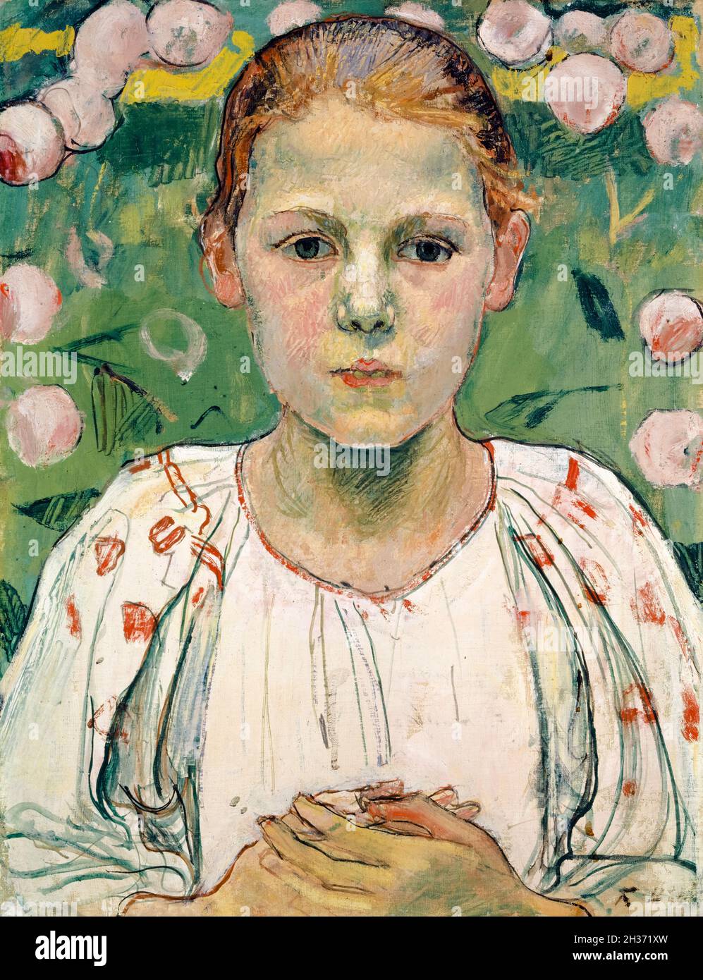 Käthe von Bach (in the Garden), portrait painting by Ferdinand Hodler, 1904 Stock Photo