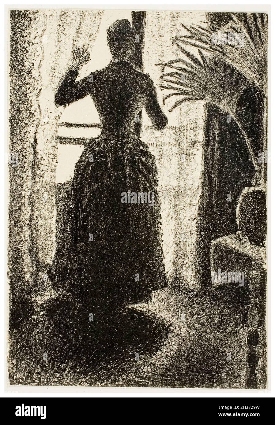 Paul Signac, Sunday in Paris, lithographic print, 1887 Stock Photo