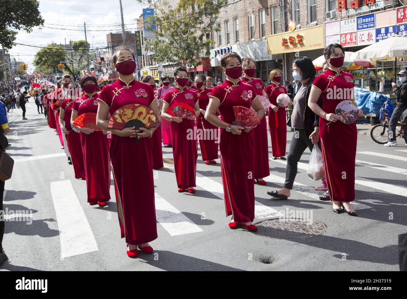 Chinese Harvest Moon Festival and Lantern Parade in the Chinatown section of Brooklyn, New York. Stock Photo