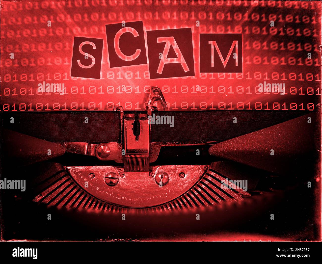 Scam, Typewriter, Technology, Retrofuturism Stock Photo