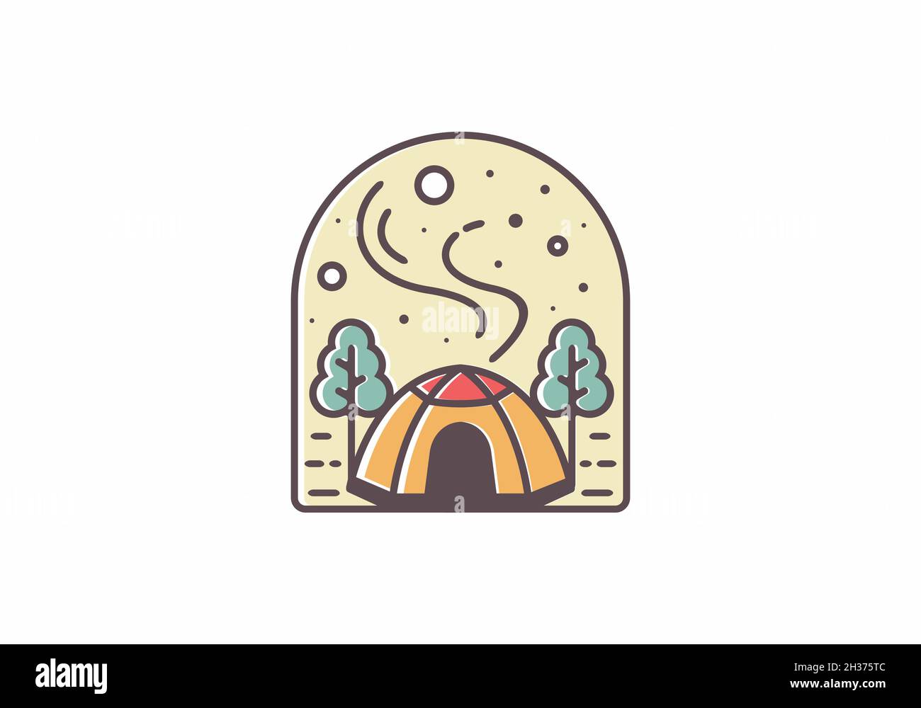 Colorful vintage line art of camping design Stock Vector Image & Art ...
