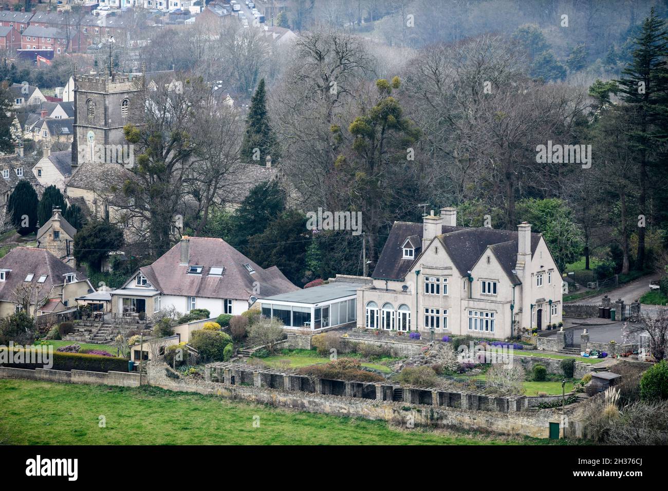The parish of Rodborough with St Mary Magdalene church in Stroud, Gloucestershire. Stock Photo