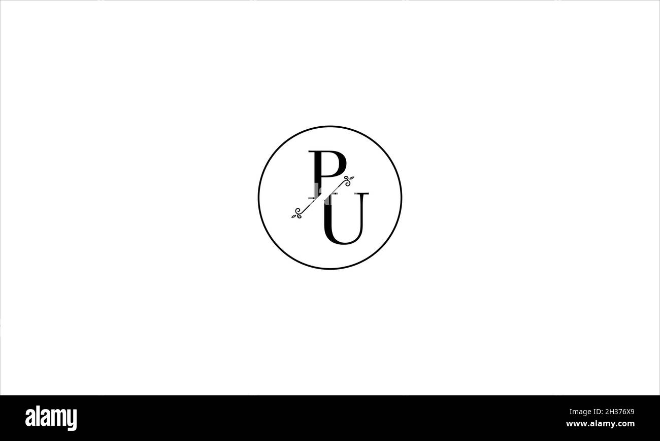 LETTERS PU LOGO DESIGN WITH NEGATIVE SPACE EFFECT FOR ILLUSTRATION USE Stock Vector