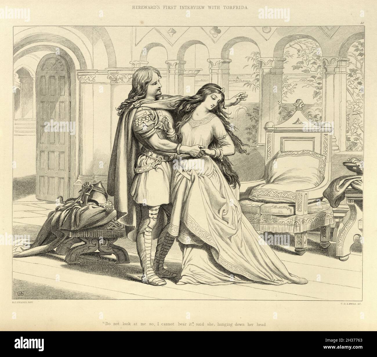 Anglo Saxon hero, Hereward the Wake, illustration by Henry Courtney