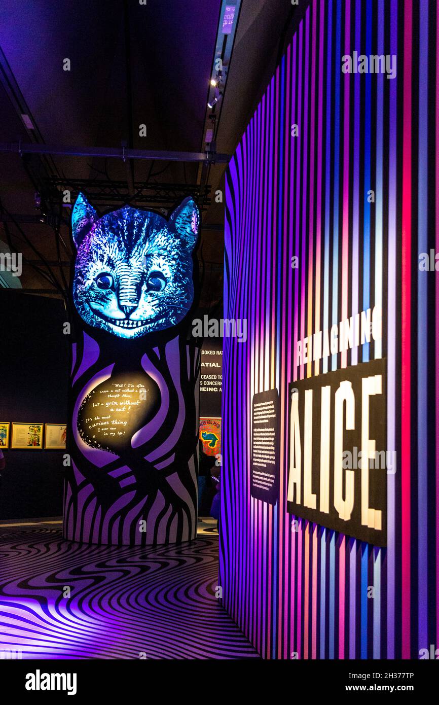 Cheshire Cat at the 'Alice: Curiouser and Curiouser' exhibition at the V&A, London, UK Stock Photo