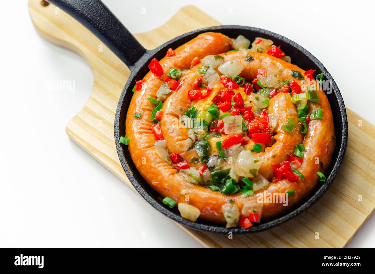 Gluten free extremely hot chilli pork sausages, and chilli cheese melts, extra spicy food Stock