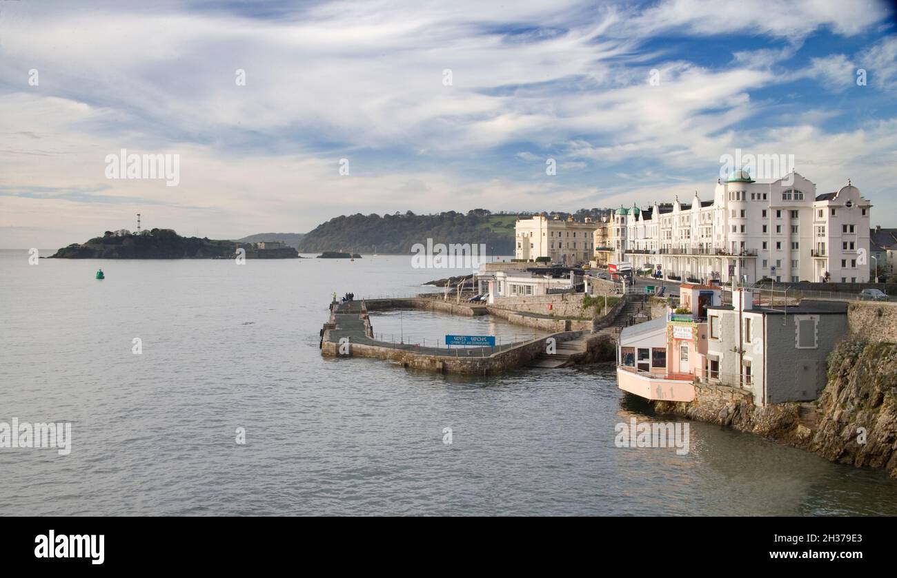 flats and apartments overlooking the sea a d small harbour at west hoe