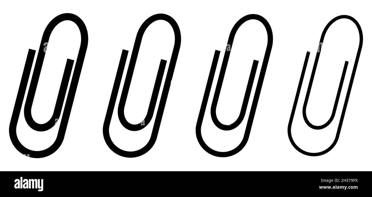Attachment icon set. Paper clip icon with different thickness. Vector Illustration. EPS10 Stock Vector