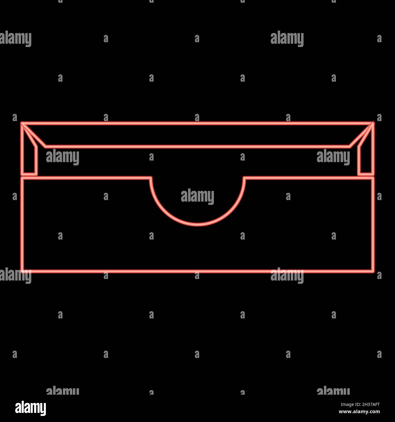 Neon stationary paper tray red color vector illustration flat style light image Stock Vector