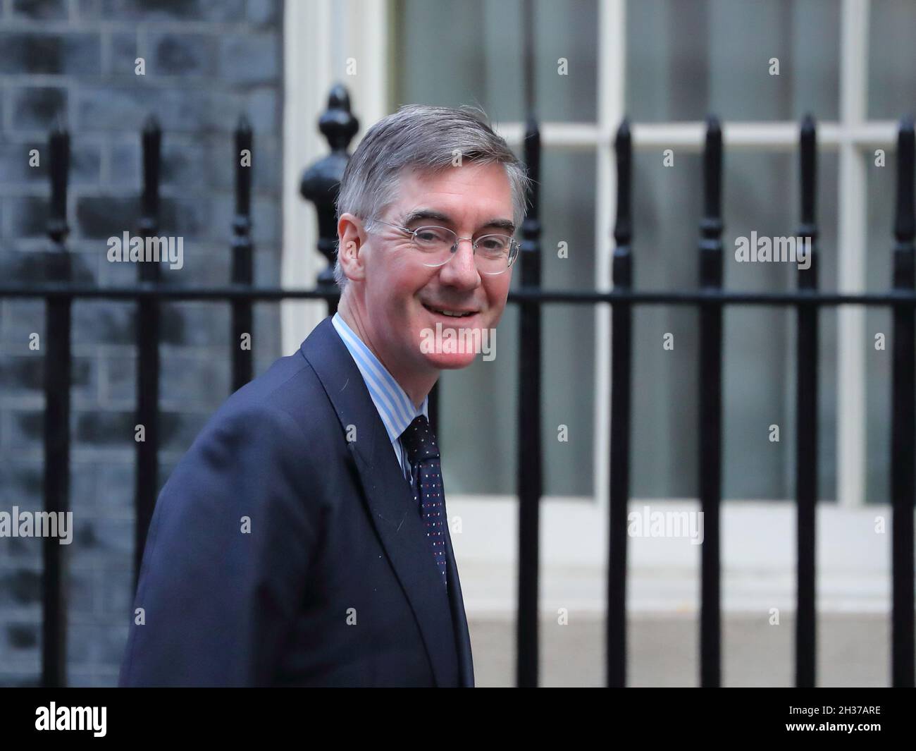 Leader of the House of Commons Jacob Rees-Mogg arrives for a meeting at Downing Street, Westminster, London, UK Stock Photo
