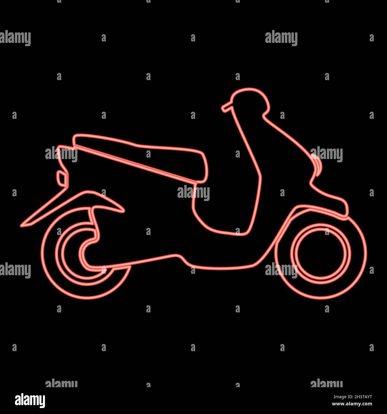 Neon scooter red color vector illustration flat style light image Stock Vector