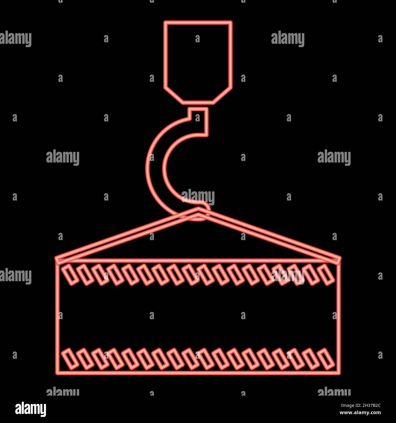 Neon crane hook red color vector illustration flat style light image Stock Vector