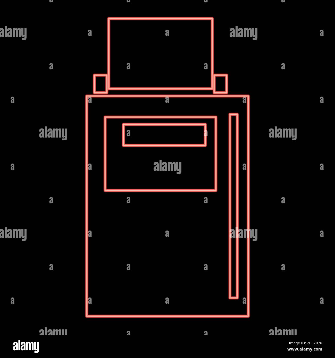 Neon hand terminal red color vector illustration flat style light image Stock Vector