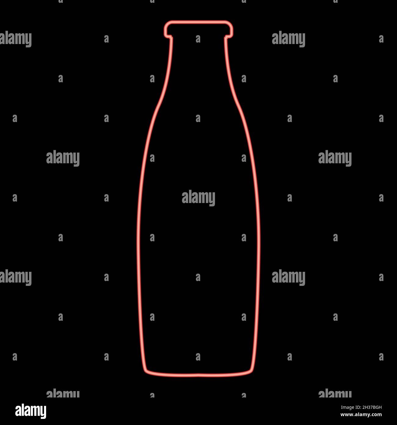 Neon bottle red color vector illustration flat style light image Stock Vector