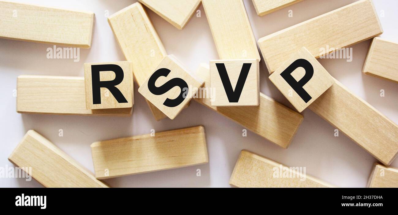 Request for rsvp acronym for an invitee response in woodbased printing