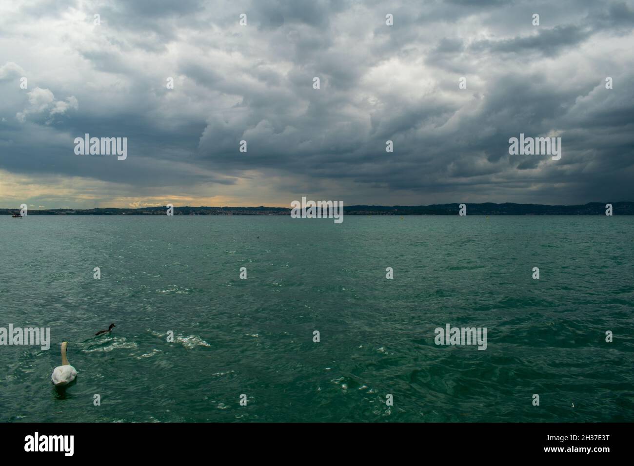 Lake Garda, Italy with ominous clouds above Stock Photo