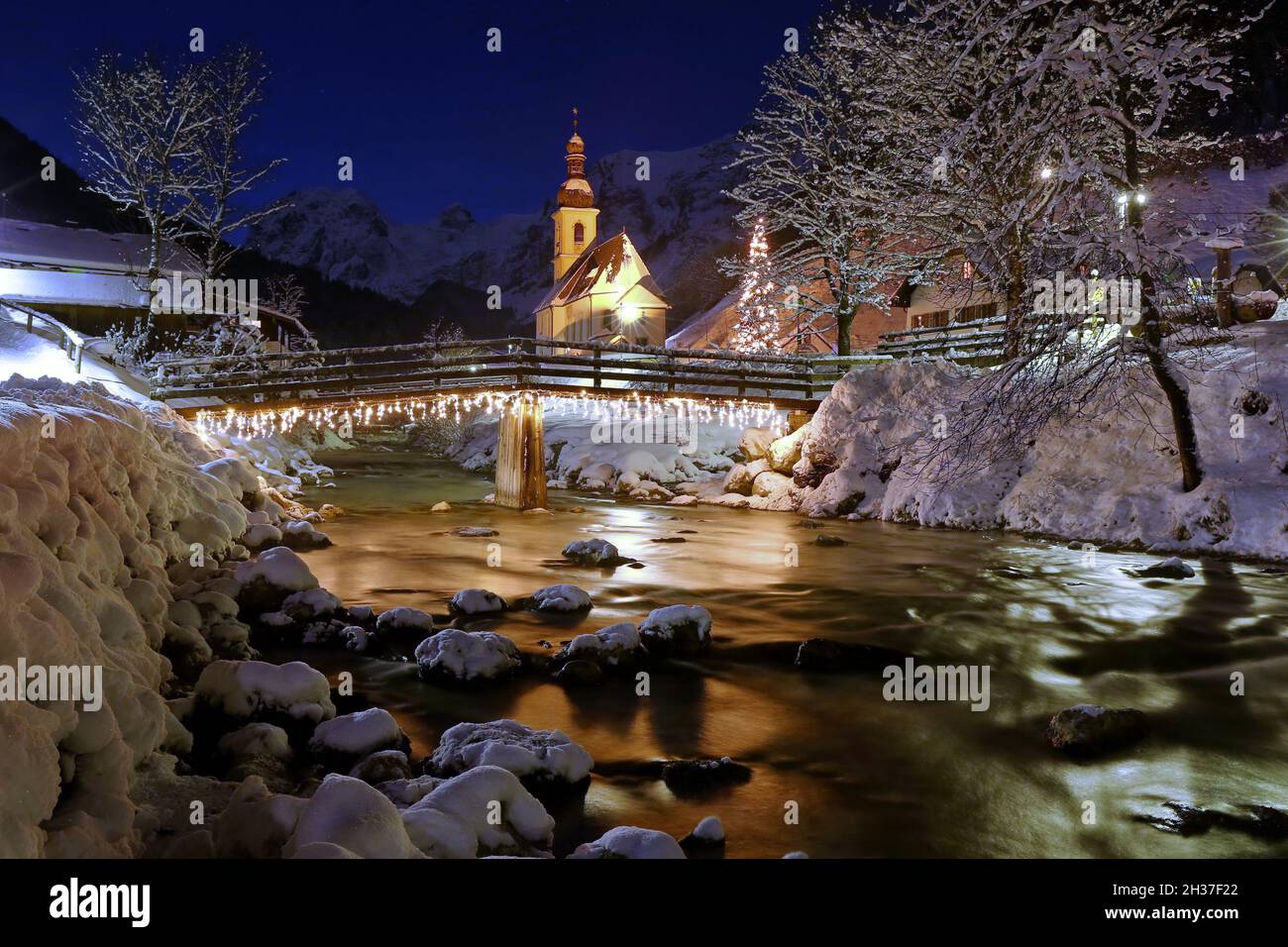 The famous mountain village Ramsau in Berchtesgadner Land Stock Photo