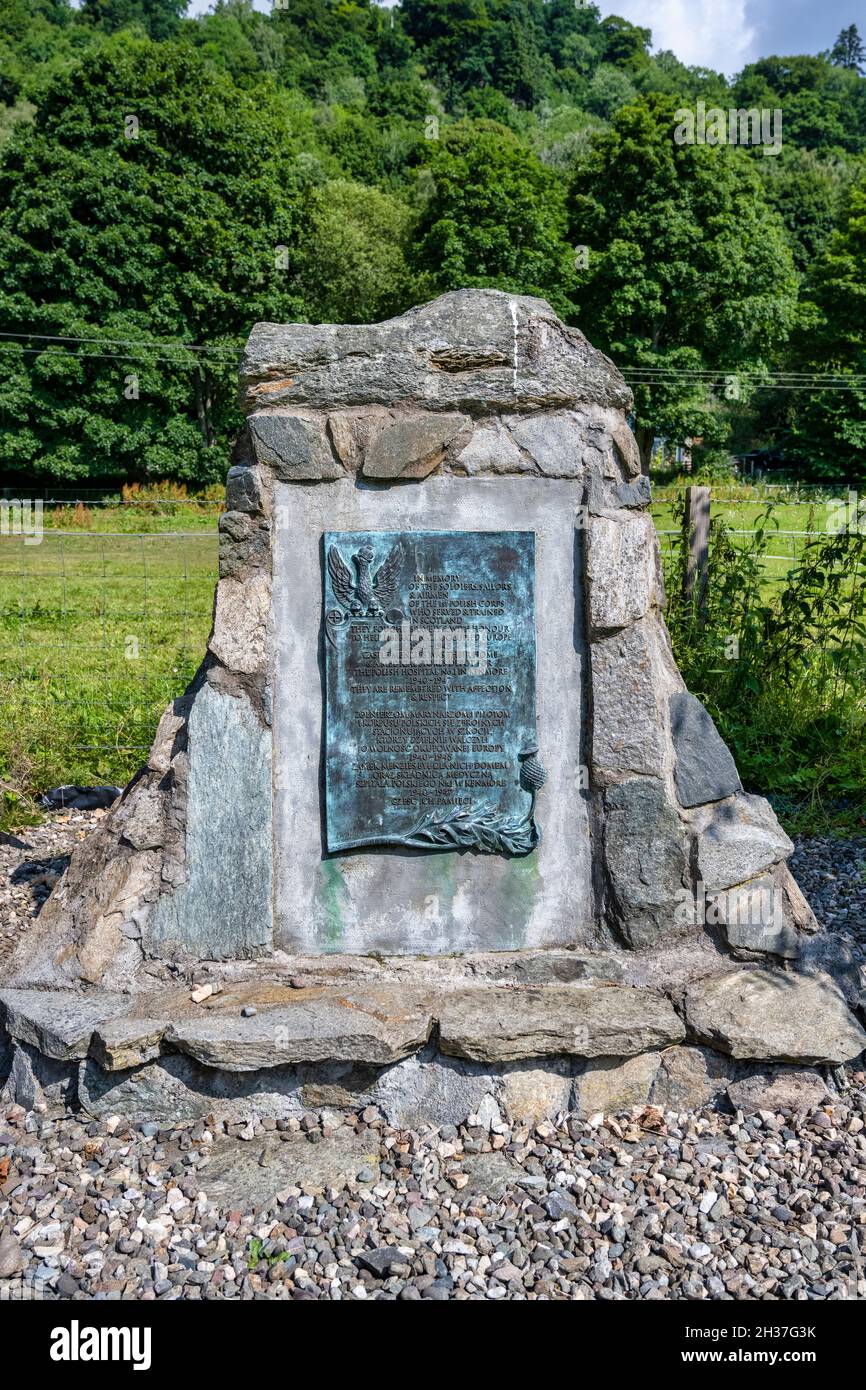 Memorial to Polish soldiers, sailors and airmen who were stationed during the second world war at Castle Menzies in Highland Perthshire, Scotland, UK Stock Photo