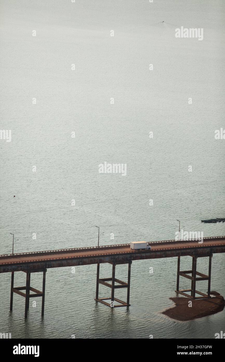 Aerial view bridge above curvy hi-res stock photography and images - Alamy