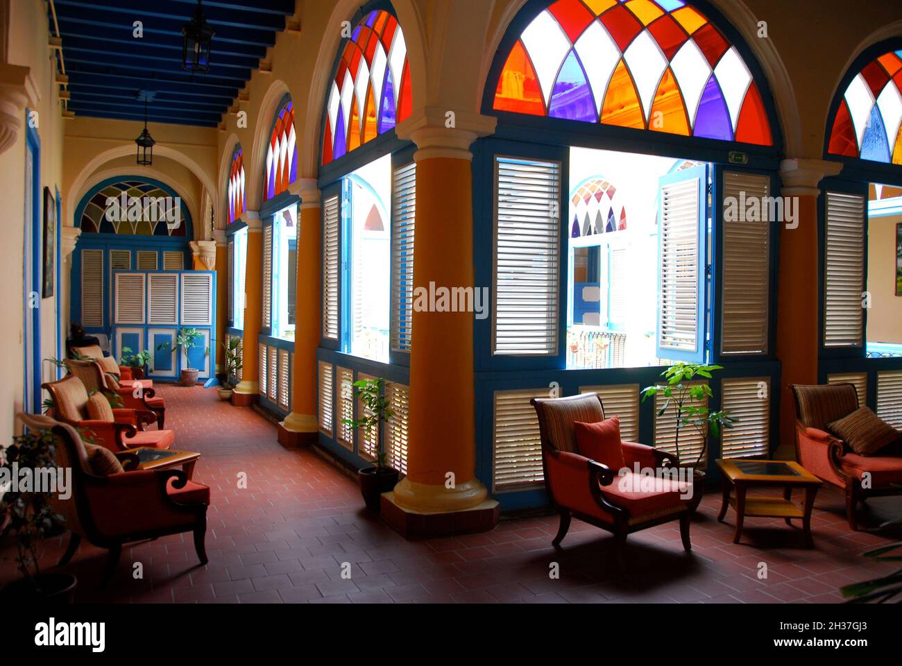 CUBA, HAVANA, CASA DE LOS MARQUESES DE AGUAS CLARAS, EL PATIO RESTAURANT Stock Photo