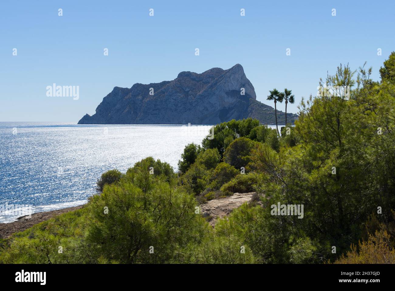 Mediterranean coast and mountain in Calpe travel destination Costa Blanca Spain Stock Photo