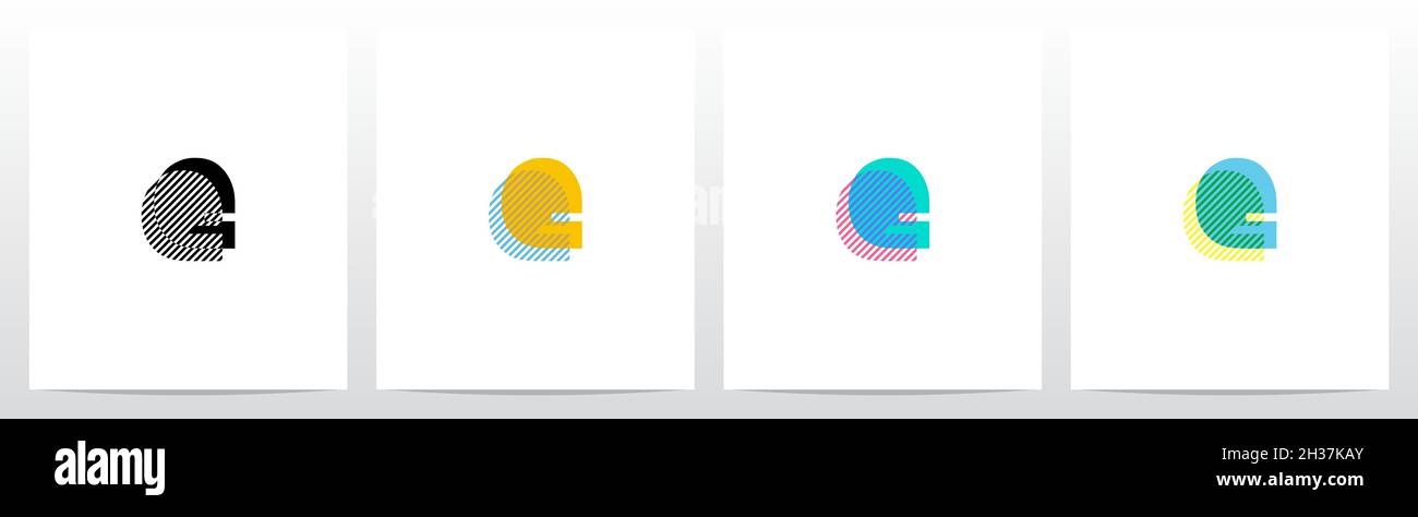 Stripes On The Foreground Letter Logo Design E Stock Vector