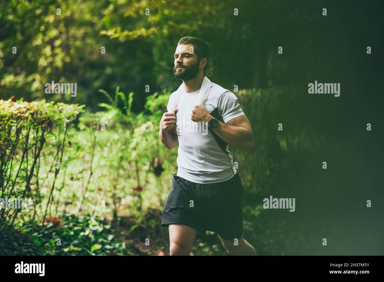 Running Man Male Runner Jogging Park Guy Training Outdoors