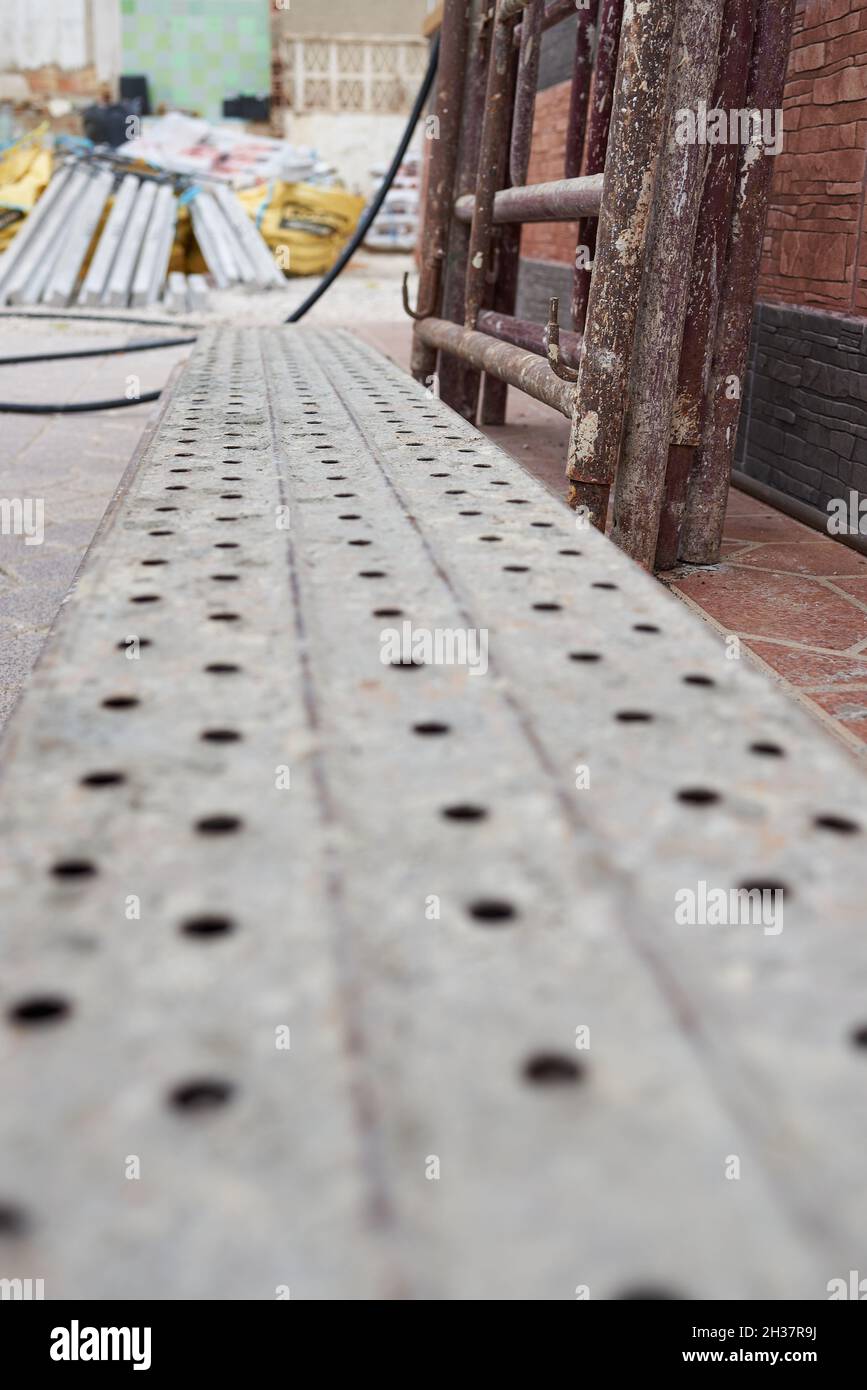 Construction site with rubble in the background Stock Photo - Alamy
