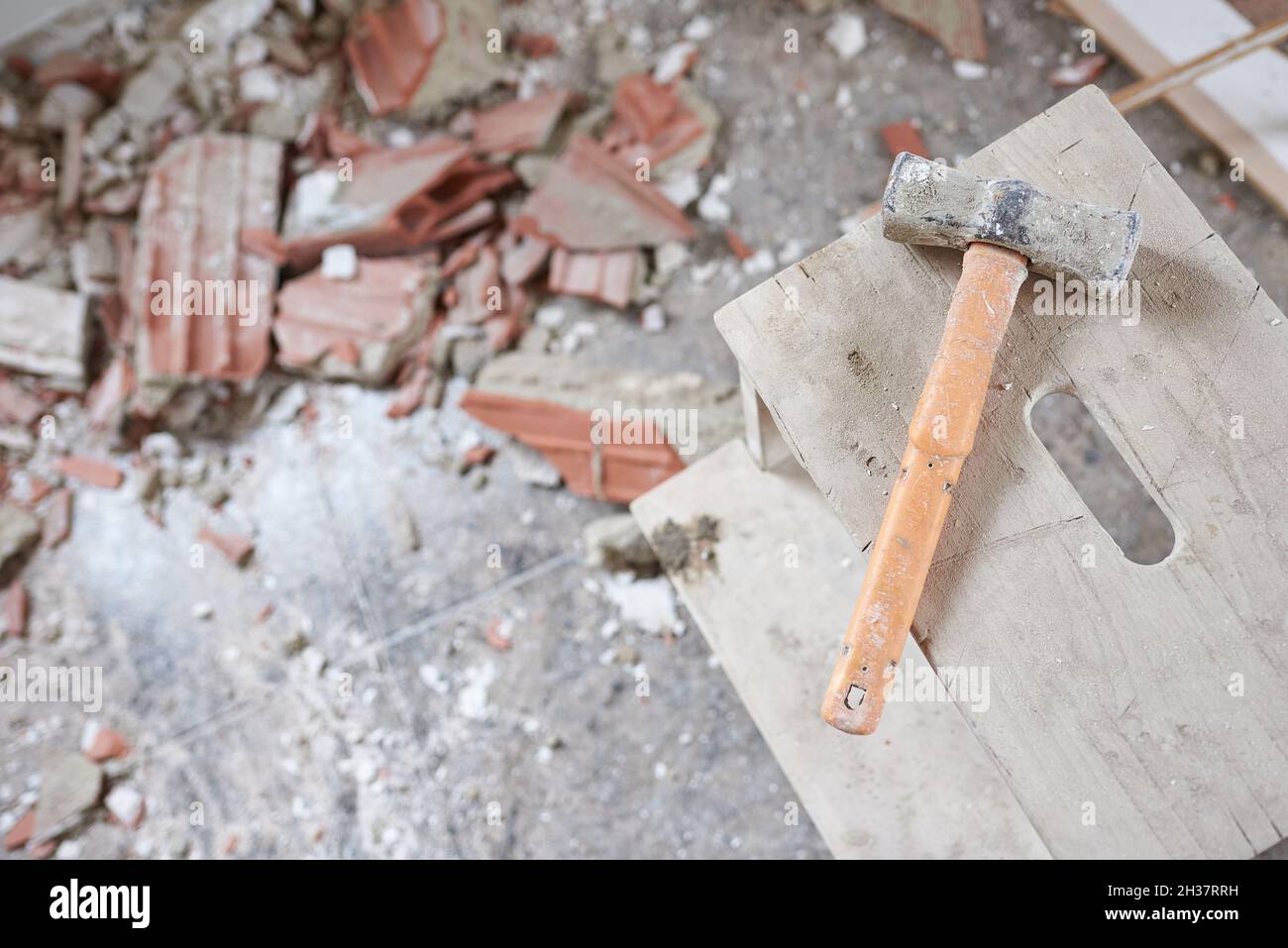 Construction hammer in a house under construction Stock Photo Alamy
