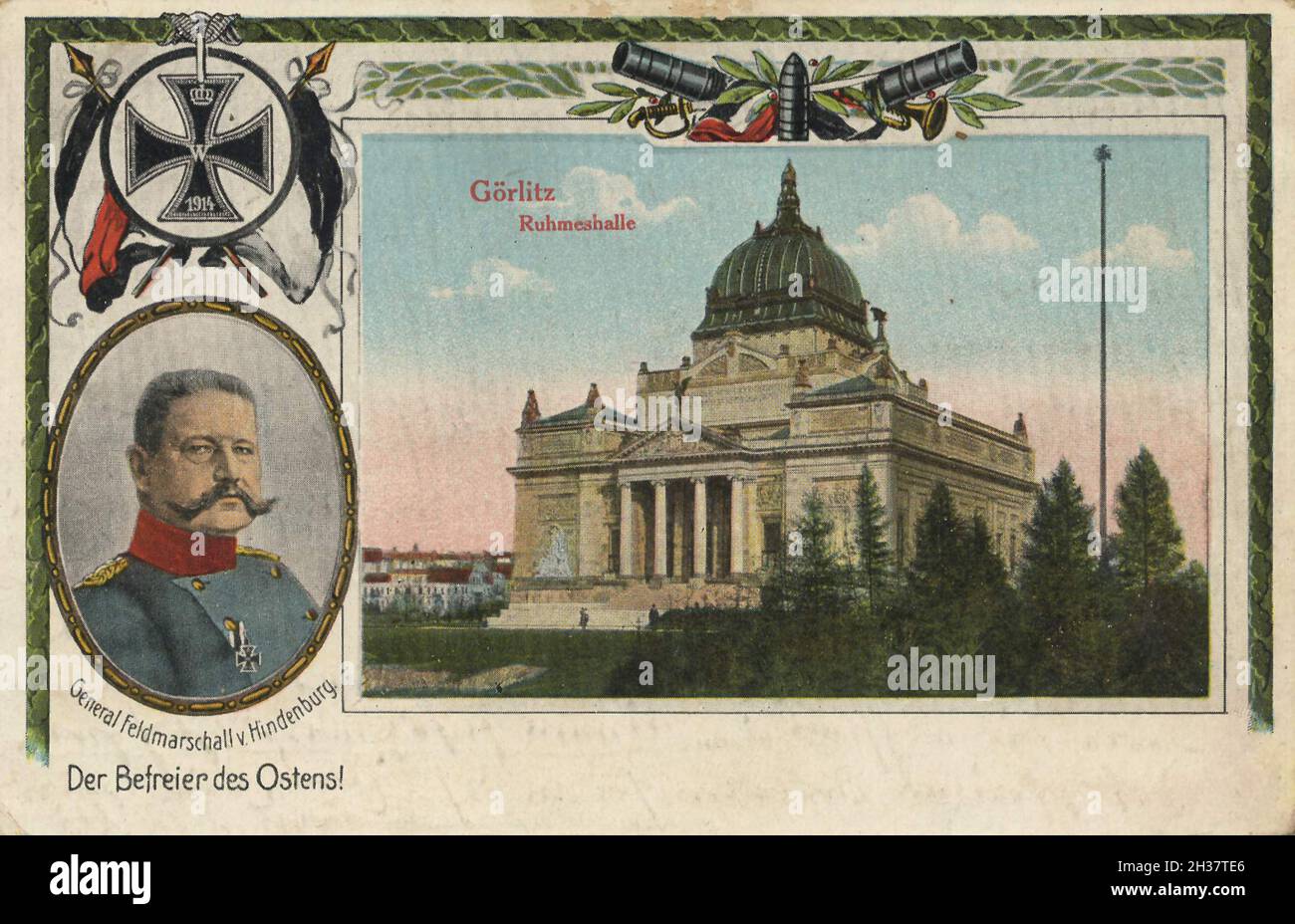 Ruhmeshalle von Görlitz mit Gerneral Feldmarschall von Hindenburg, Sachsen, Deutschland, Ansicht von ca 1910, digitale Reproduktion einer gemeinfreien Postkarte Stock Photo