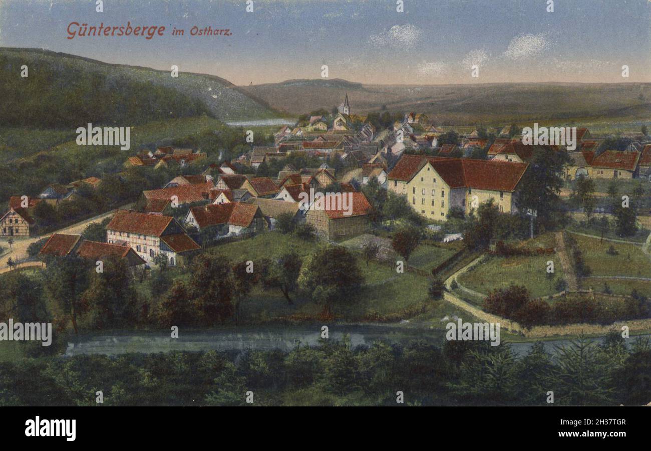 Güntersberge im Ostharz, Landkreis Harz, Sachsen-Anhalt, Deutschland, Ansicht von ca 1910, digitale Reproduktion einer gemeinfreien Postkarte Stock Photo