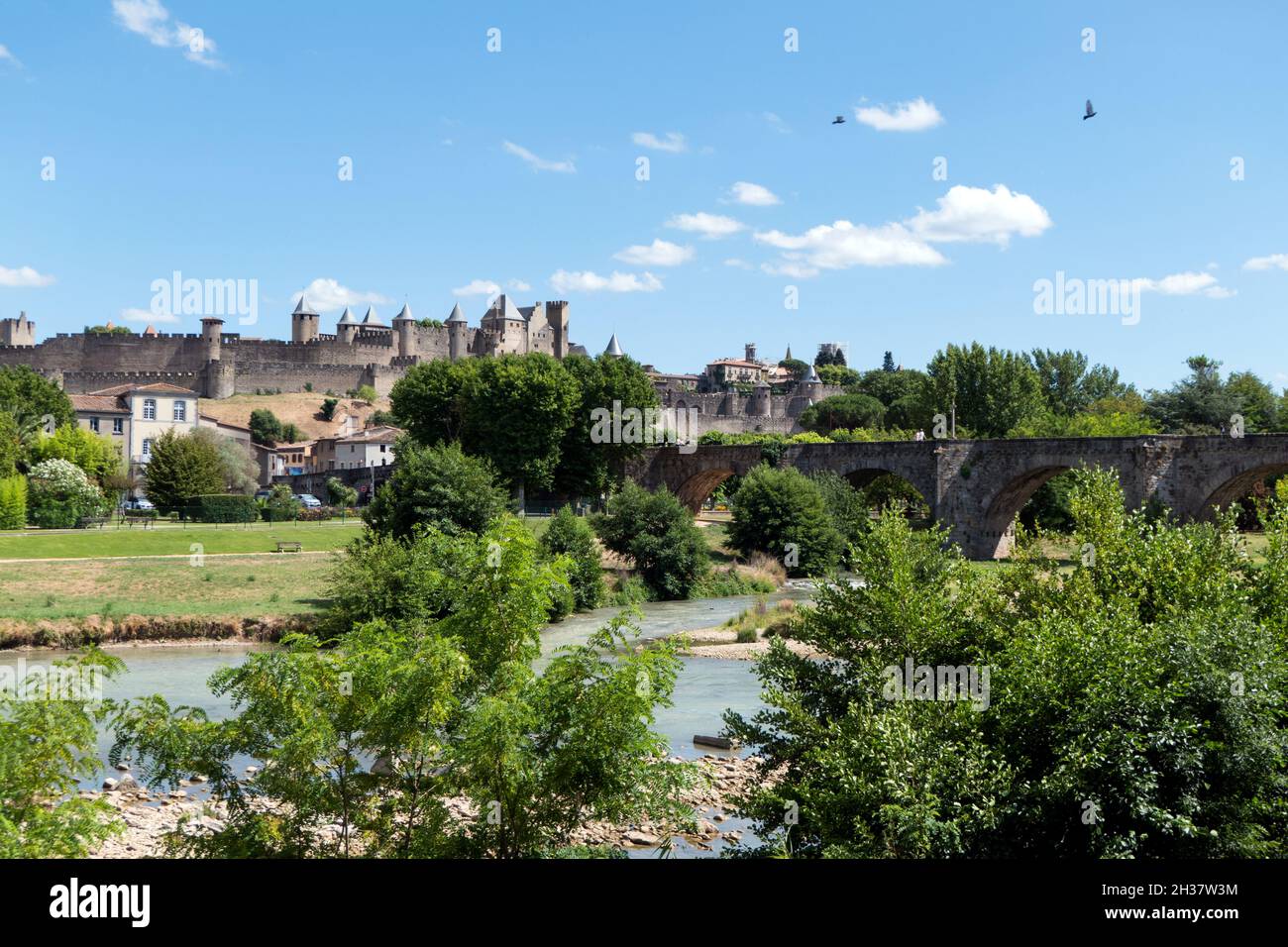 View Of Carcassonne UNESCO World Heritage Site And Famous French Town   View Of Carcassonne Unesco World Heritage Site And Famous French Town With Medieval Citadel Beautiful Town As Tourist Attraction In Occitanie 2H37W3M 