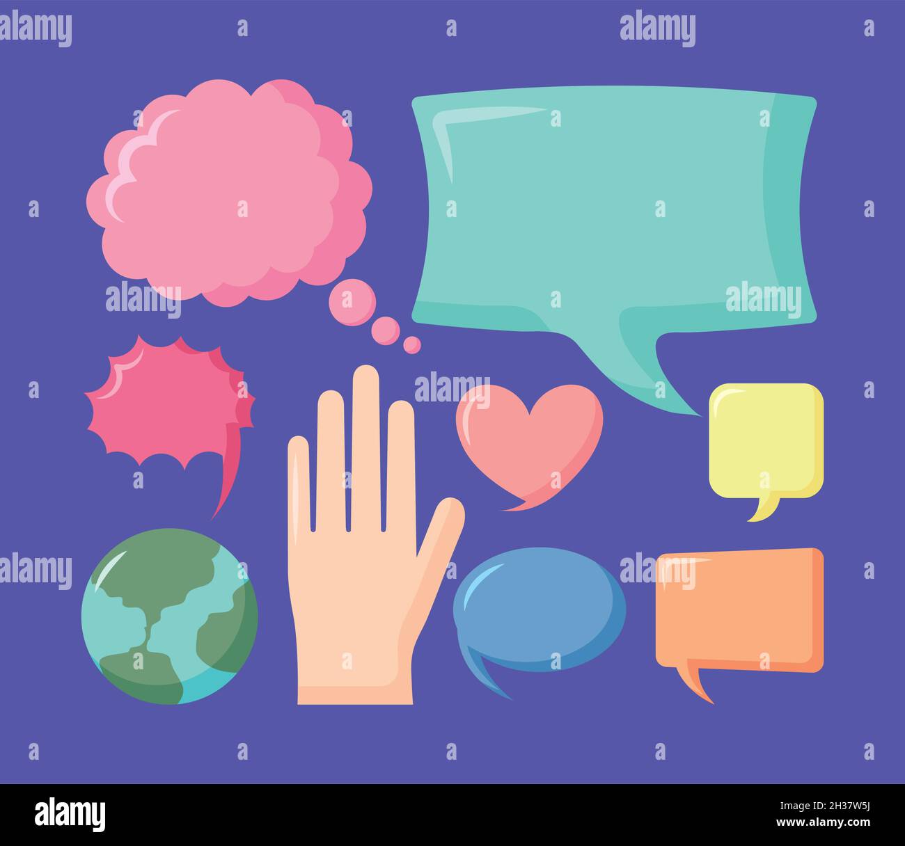 global hello items Stock Vector