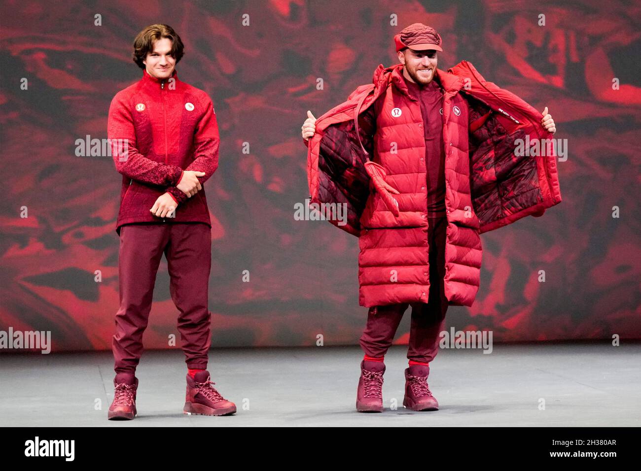 Athletes Reveal Lululemon Athletica S Team Canada Uniforms For The Beijing 2022 Winter Olympics In Toronto Ontario Canada October 26 2021 Reuters Carlos Osorio Stock Photo Alamy
