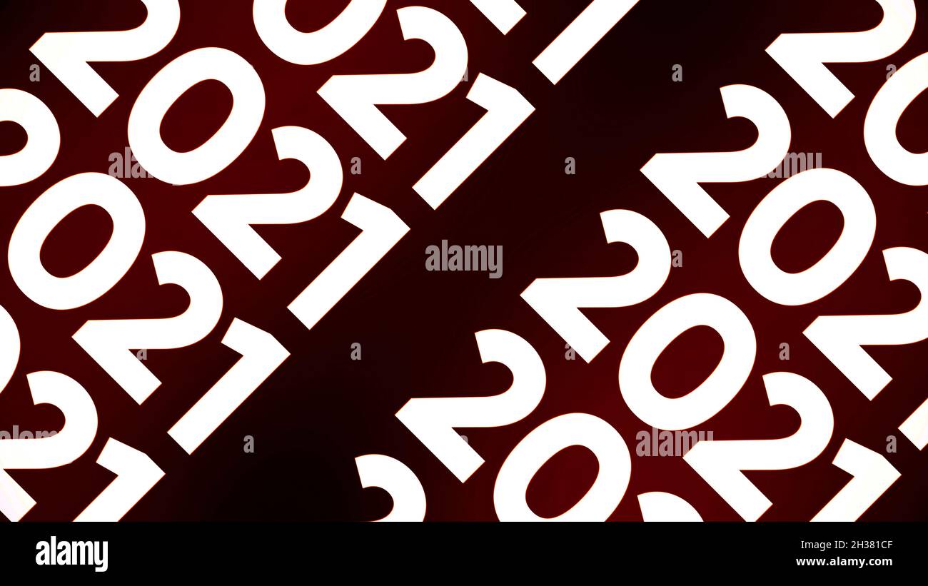 Background with moving number 2021. Animation. Simple background with ...