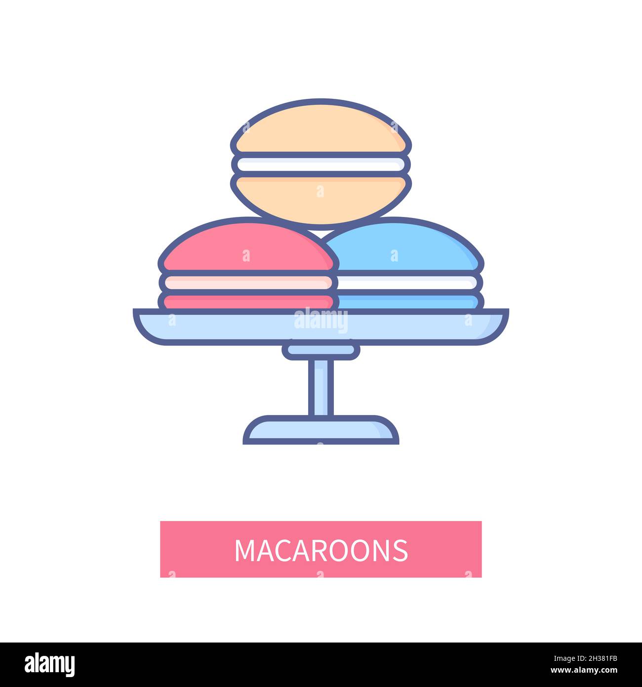 Macarons - modern colorful line design style icon on white background ...