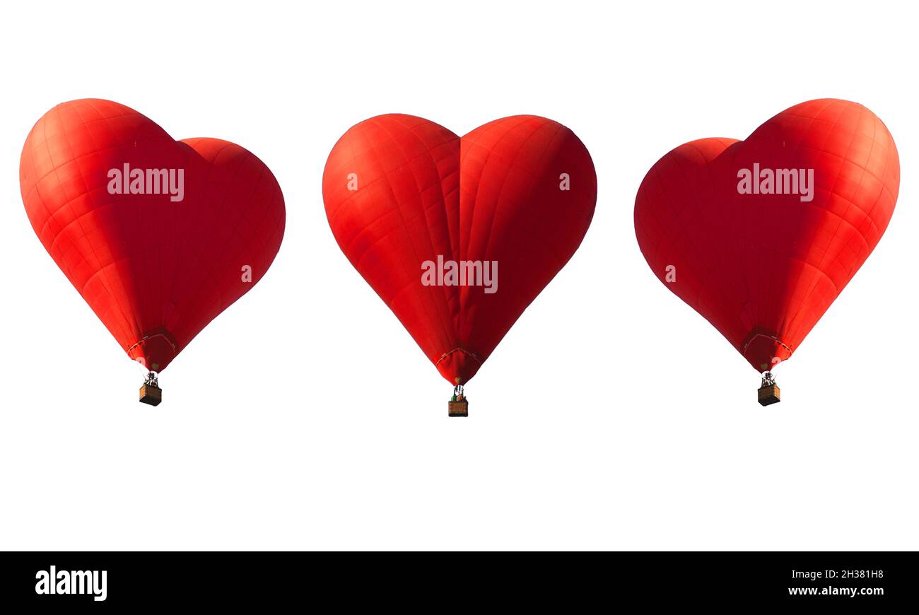 Set of red heart shaped balloon isolated on white Stock Photo - Alamy
