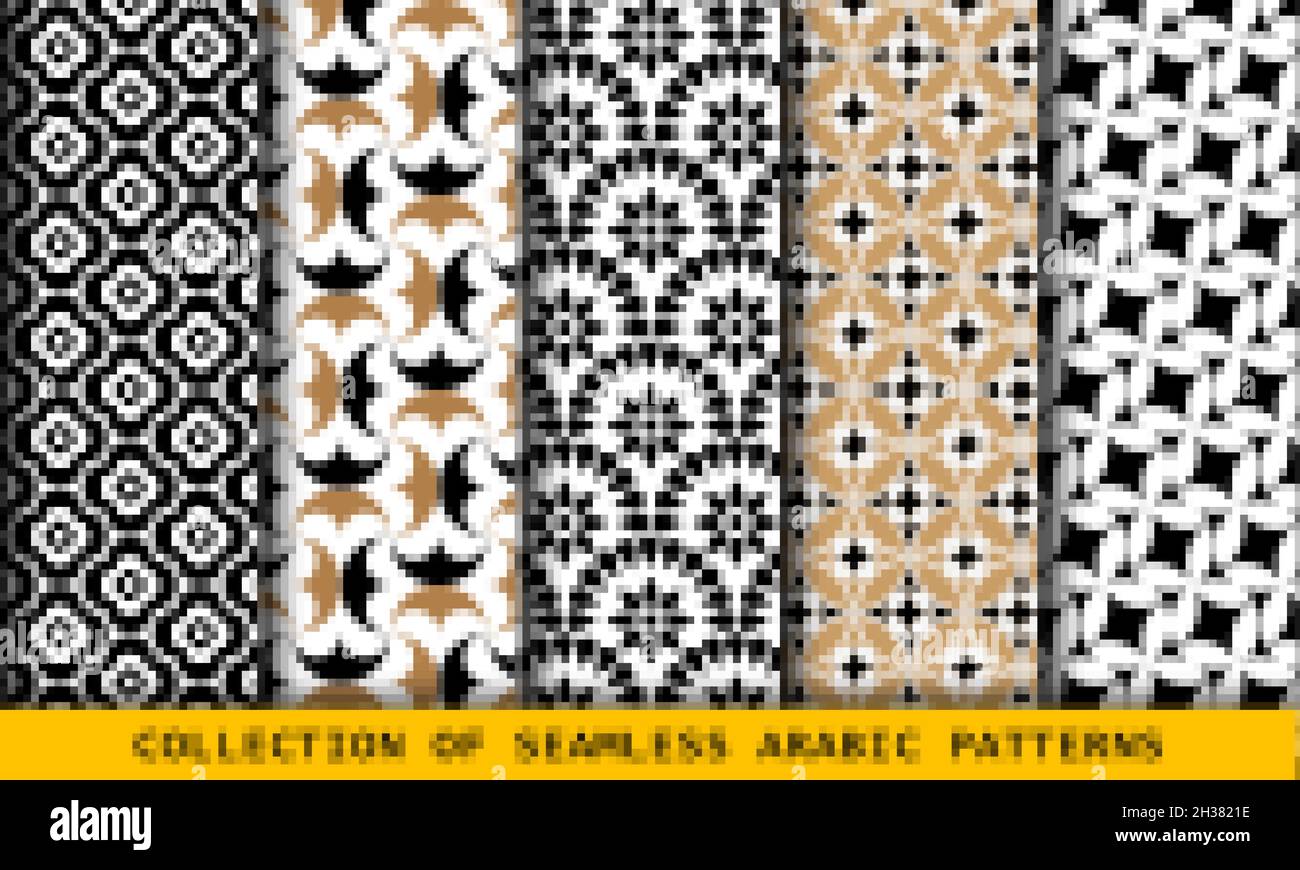 Seamless arabic pattern collection art texture set Stock Vector Image