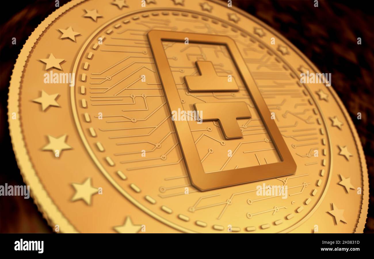 Theta Network cryptocurrency symbol gold coin on green screen background.  Abstract concept 3d illustration Stock Photo - Alamy