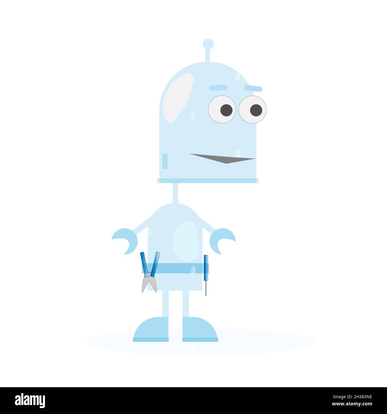 Vector illustration. The robot is blue. Robot technician. White background Stock Vector