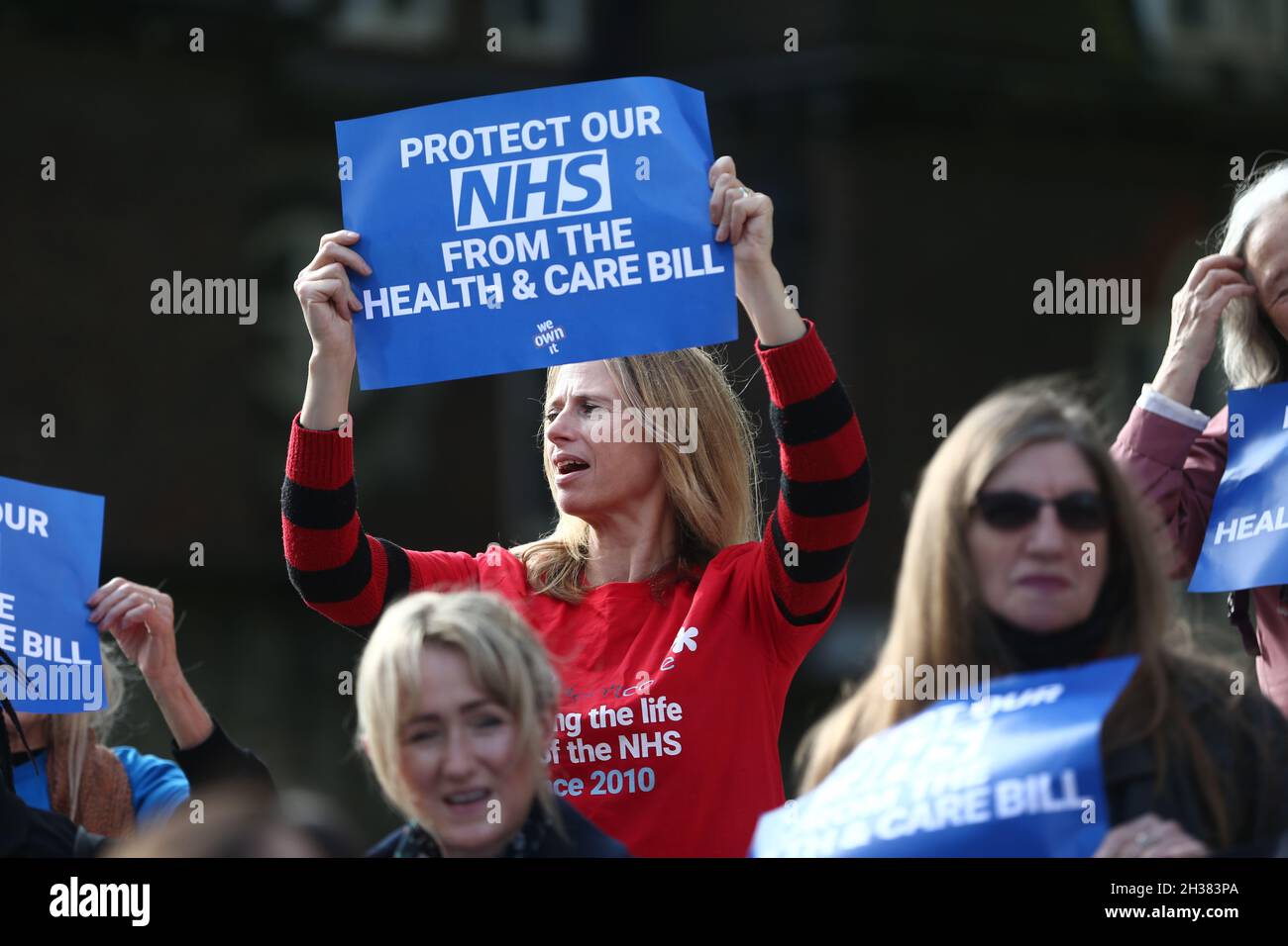 London, England, UK. 26th Oct, 2021. Activists and Labour MPs stage a protest against Health & Care Bill and privatisation of National Health Service (NHS) outside Houses of Parliament. The bill is making its way through the Parliamentary Committee Stage. (Credit Image: © Tayfun Salci/ZUMA Press Wire) Stock Photo