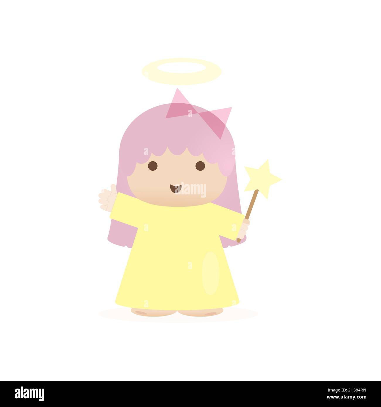 little angel with an asterisk in her hands, cute Stock Vector