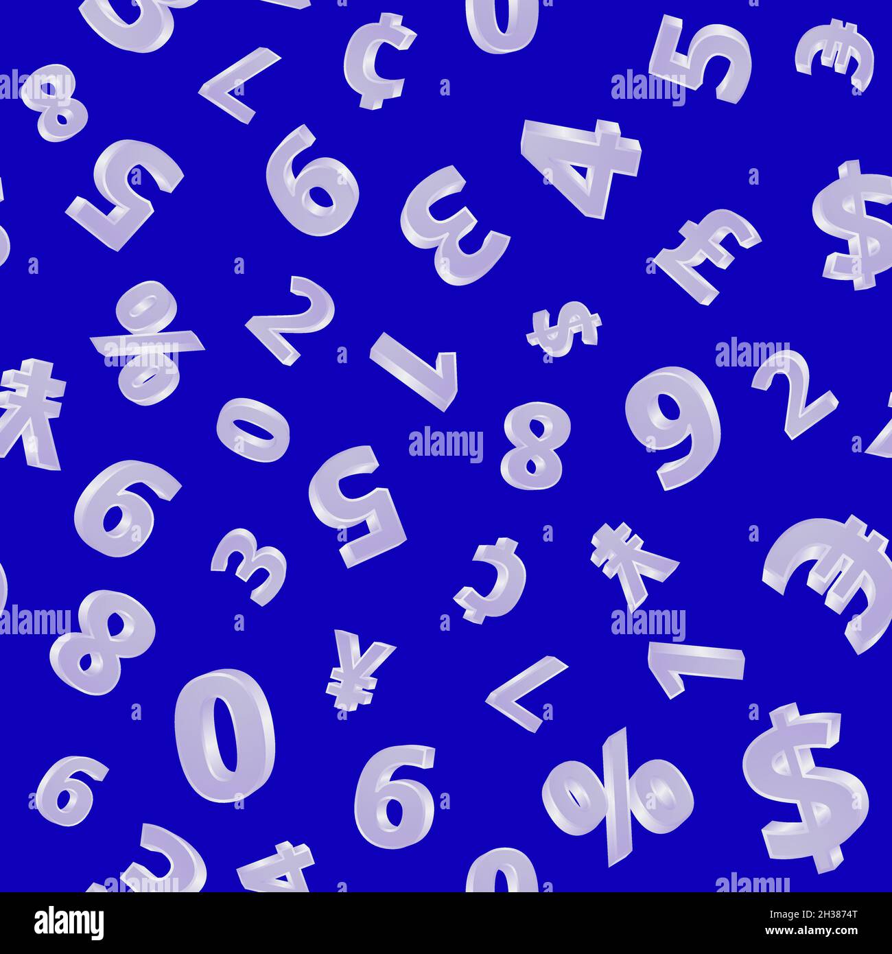 A pattern of volumetric numbers on a blue background for printing and decoration. 3d.Vector illustration. Stock Vector