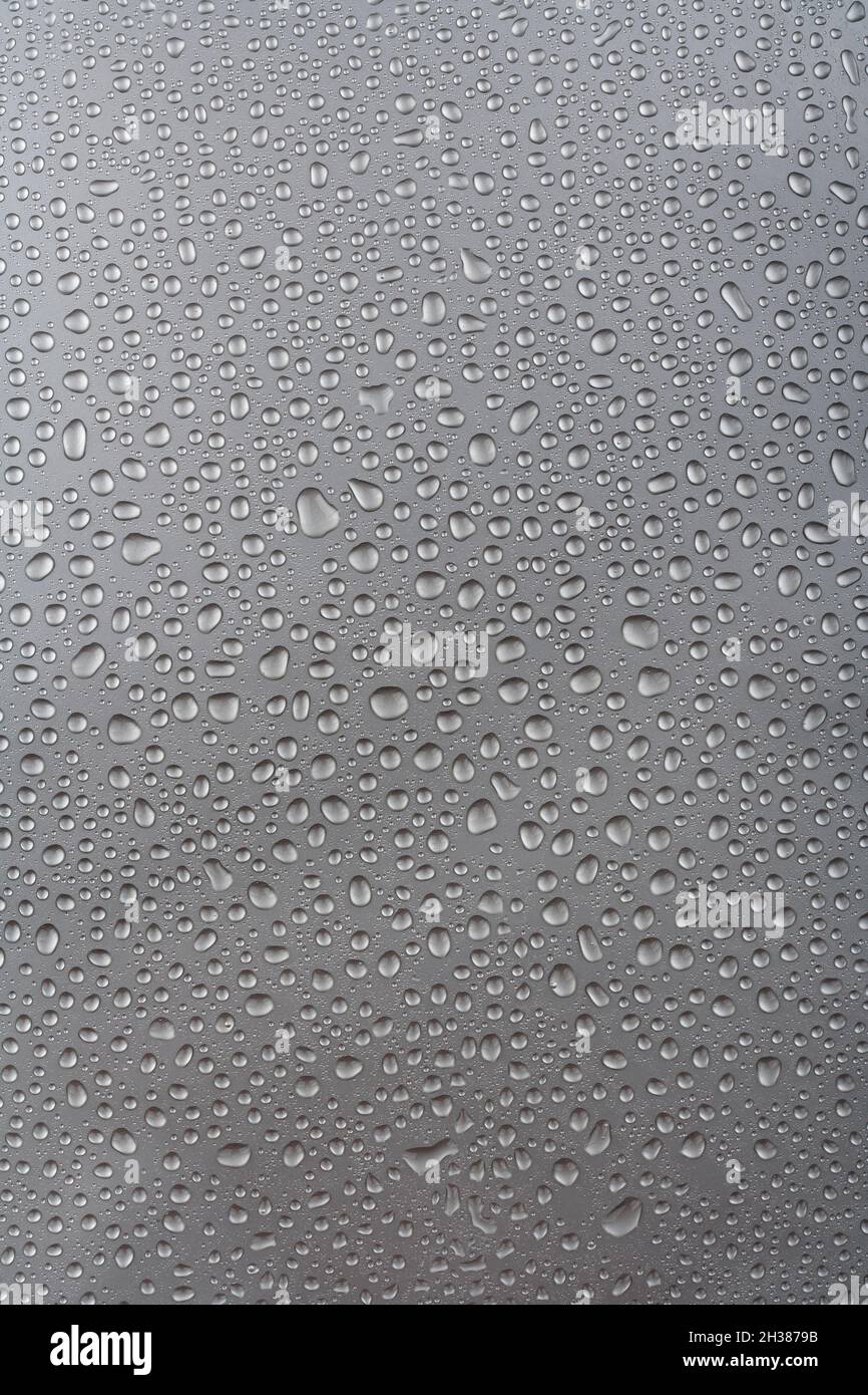 water drops on a metallic surface Stock Photo