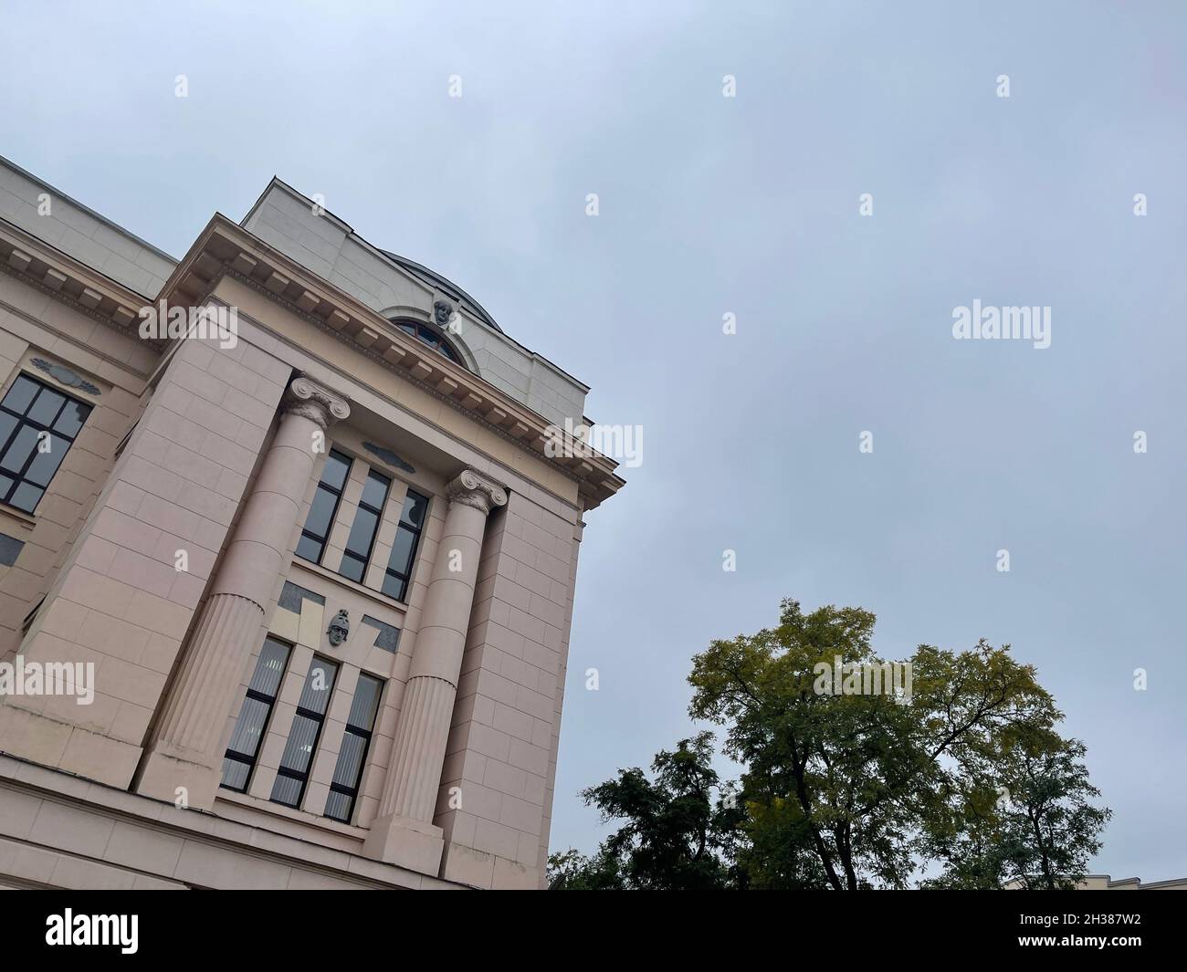 Facade of architectural building. Restored historic structure Stock ...