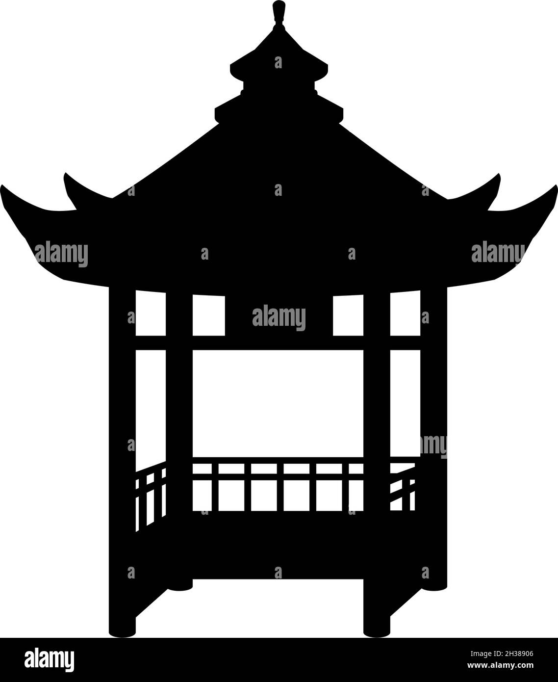 Silhouette Chinese style gazebo. China historical architecture. Stock Vector