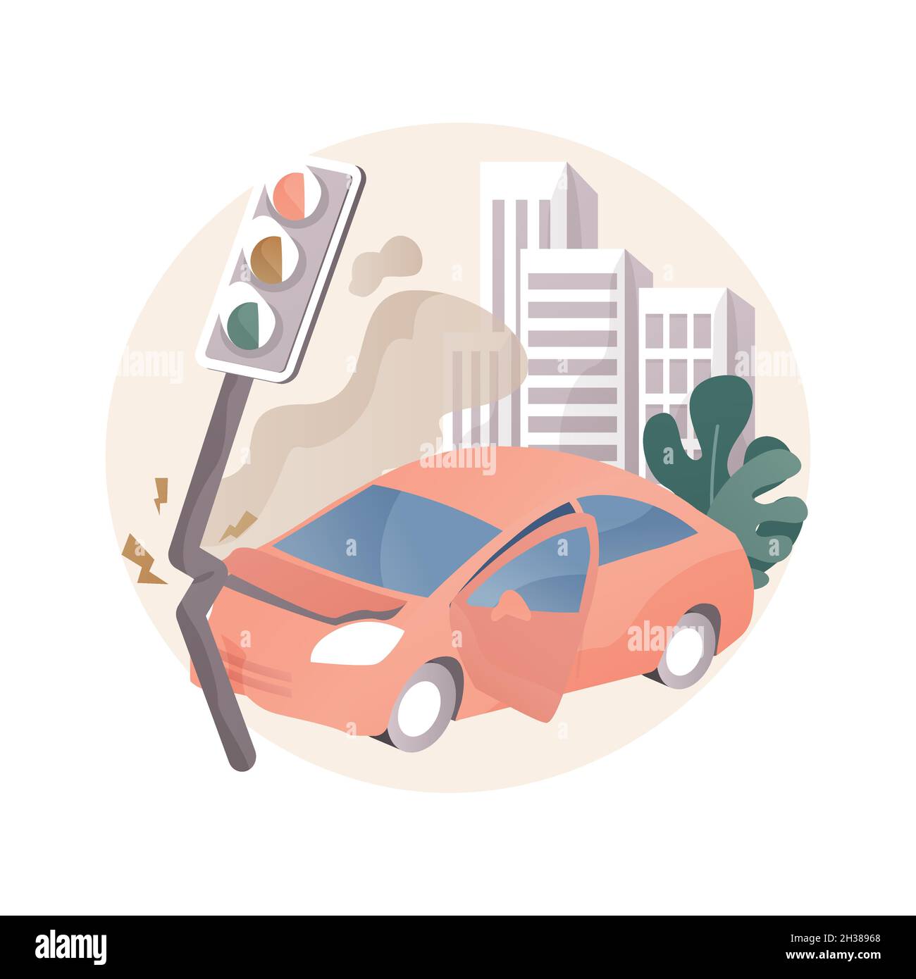 Traffic accident abstract concept vector illustration. Stock Vector