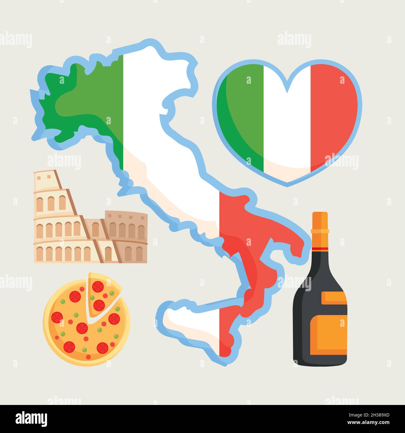five italy icons Stock Vector